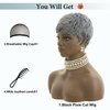 Short Gray Pixie Cut Wigs for Black Women Curly Style with Bangs and Natural Short Curly Wigs for Black Women Synthetic Wig Heat Resistant (Gray Pixie Cut)