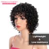Rebecca Fashion 8" Highlight Brown Wigs for Black Women Human Hair, Short Curly Wigs with Bangs, 10A Brazilian Virgin 150% Density, Wear and Go Glueless Wigs (Black Mixed Brown)