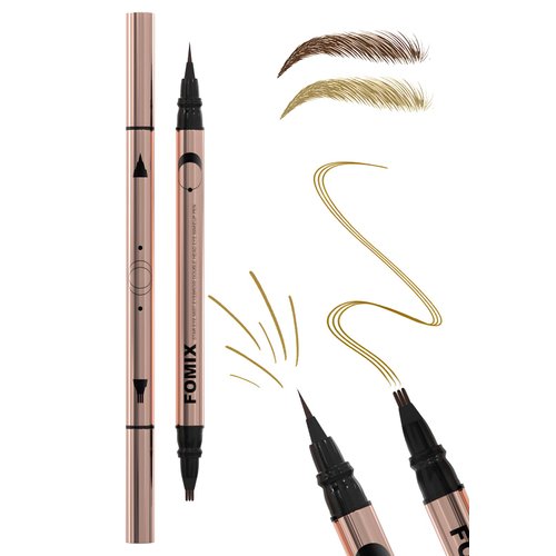 DMLNN Microblading Eyebrow Pencil, 2-in-1 Dual-Ended Eyebrow pen with 3-Prong Micro-Fork-Tip Applicator and Precise Brush-Tip for Hair-Like Effect, Waterproof and Long Lasting, Light Brown