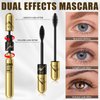 2-in-1 Length Volume Mascara Waterproof Long-lasting Black Mascara for Thick Curl Lash Smudge-proof No Clumping