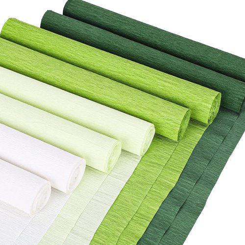 Whaline 8 Rolls Crepe Paper Streamers Sage Green Crepe Paper Rolls Flower DIY Kits for Wedding Birthday Valentine's Day Decor Bachelorette Bridal Baby Shower Backdrop Photo Booth,4 Colors