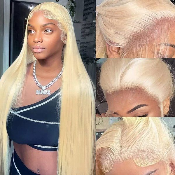 Alididi Blonde Wig Human Hair 613 Lace Front Wigs Human Hair 13x4 150% Density Straight Lace Frontal Wigs Human Hair Blonde Wig Pre Plucked With Baby Hair Human Hair Wigs (28Inch)