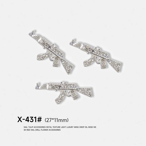 10pcs 3D Gun Nail Charms, Alloy Shiny Diamond Metal Gun Nail Art Charms AK Weapon Nail Charm Rhinestones Gun Charms Nail Jewels for Nail Art Accessories