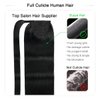 SUYYA Ponytail Human Hair Wrap Around Clip in Hair Piece Ponytail Extension Human Hair Straight Human Hair Ponytail Extensions with Magic Paste 80G 16 Inch #1B Natural Black