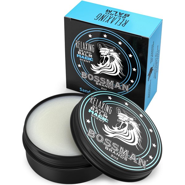 Bossman Relaxing Beard Balm - Beard Tamer, Relaxer, Thickener and Softener Cream - Beard Care Product - Made in USA (Magic Scent)