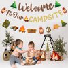Fangleland Camping Party Decorations Welcome to Our Campsite Banner, Camper Garland for Lumberjack Birthday Baby Shower Adventure Party Supplies