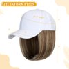 Lansigreen Baseball Cap with Hair Extensions Hat Wig Adjustable Hat Attached Short Straight 14" Synthetic Hairpiece for Women Mid Brown Mix Blonde