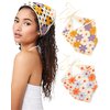 CHLINS 2 PCS Crochet Bandanas Floral Bandana Headband Tie Knitted Headscarf Hair Bandanas for Women Girls Head Kerchief (Flower (orange blue + purple yellow))