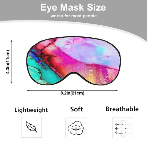 NOHSHE Abstract Marble Silk Eye Mask Sleep Mask Fluid Colorful Painting Artwork Texture Eye Mask with Adjustable Strap Lightweight for Women Work Travel Night Sleep