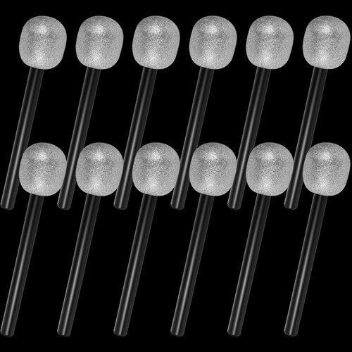12 PCS Microphone Prop, Plastic Fake Microphone, Stage Glittered Microphone Prop for Kids, Bling Pretend Rock Star Toy Microphone, Halloween Christmas Karaoke,Costume Prop,Birthday Party