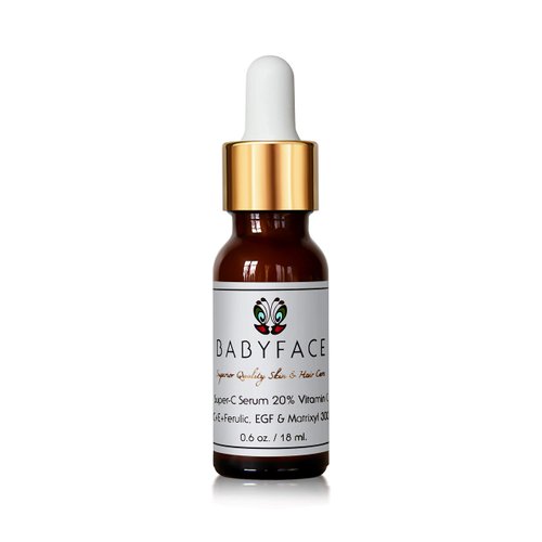 Compare Ingredients! BABYFACE Super-C Micro-encapsulated 20% Vitamin C Serum + Ferulic Acid + Vit E + EGF + Matrixyl 3000 + Peptides + Amino Acids & Resveratrol. 0.6 oz.