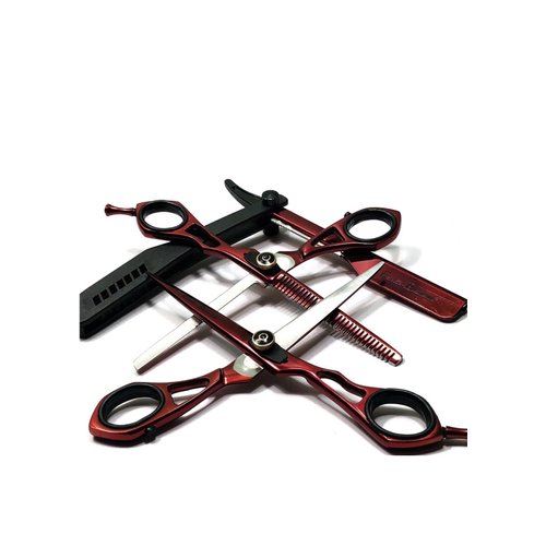 Professional Haircutting Barber Scissors and Sheers with Straight Edge Razor Set