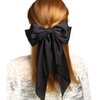 Satin Giant Hair Bow French Barrette Hair Clip Women Hair Accessory (Black)