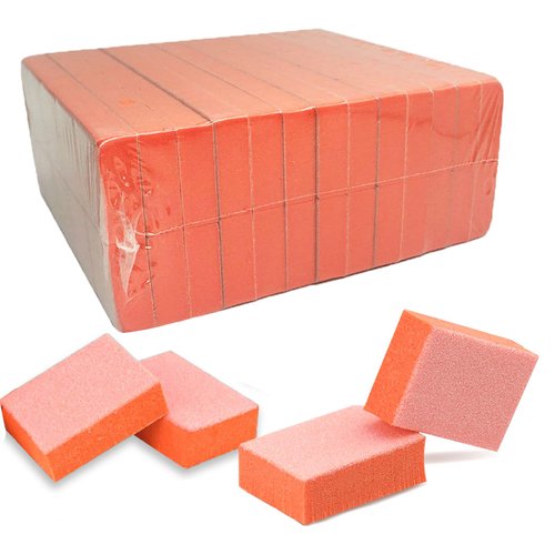 MARYTON Nail Buffer Mini Block File, 130 Count (Orange, Acrylic, Fine Grit 100)