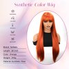 forfeels Long Orange Wig For Women 28 Inches Long Orange Ginger Synthetic Wigs Natural Looking Orange Synthetic Hair Wigs Straight Synthetic Wig With Bangs