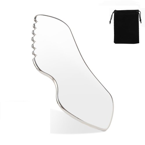 Stainless Steel Gua Sha Facial Tools, Gua Sha for Facial Skin with Comb Teeth, Facial Massage Used for Face, Neck, and Around Lips with Travel Pouch