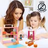 BR Play Wooden Dollhouse - Portable and Foldable Doll House with Little People Figurines & Dollhouse Accessories - Classic Preschool & Toddler Toy with Dollhouse Furniture & Pretend Swing Playset.