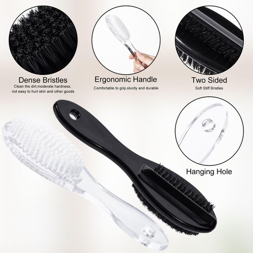 4 PCS Nail Brush for Cleaning Fingernails, Beomeen Long Handle Grip Double Sided Nail Foot Scrub Brush Fingernail Cleaner, Soft Stiff Bristles Pedicure Nail Scrubber Non-Slip for Men and Women