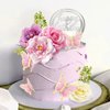 19 PCS Flower Cake Toppers Butterfly Cake Decorations with Artificial Pink Rose Flowers Eucalyptus Butterflies for Girls Birthday Party Wedding Baby Shower Supplies (HOT PINK)