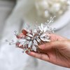 Latious Silver Bride Wedding Hair Comb Crystal Bridal Side Comb Leaf Hair Piece Rhinestone Hair Accessories for Women and Girls (Silver)