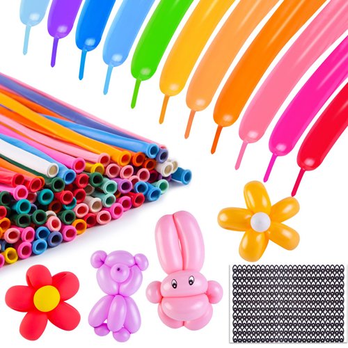 LovesTown 150PCS Twisting Balloons for Animal Shapes, 260 Long Balloons Magic Balloons 12 inch Animal Balloons Bulk for Birthday Clown Wedding Party Decor 17 Assorted Colors