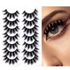 ILLPTA Fluffy Wispy Volume False Eyelashes Strip 3D, Natural Look Thick Waterproof Cat Eye Lashes, 16MM Faux Mink Demi Curly Cateye Fake Eyelashes (5D-06)
