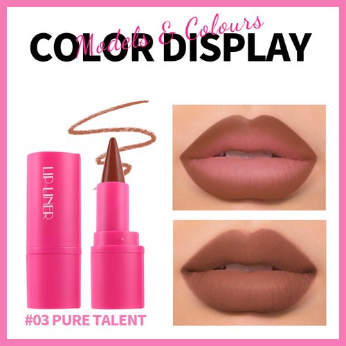 HOSAILY 2 in 1 Gradient Lip Liner Pencil, Matte Nude Lip Liner Plumping Creamy Lipstick, High Pigmented Easy-to-Use Long Lasting Crayon Contour Lipliner Lip Combo Makeup Pen #03