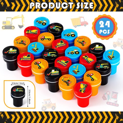 Aoriher Construction Trucks Stampers Construction Party Favors Truck Party Favors Self Inking Stamps Classroom Rewards Party Treat Goody Bag Stuffers for Kids Birthday Party Supplies