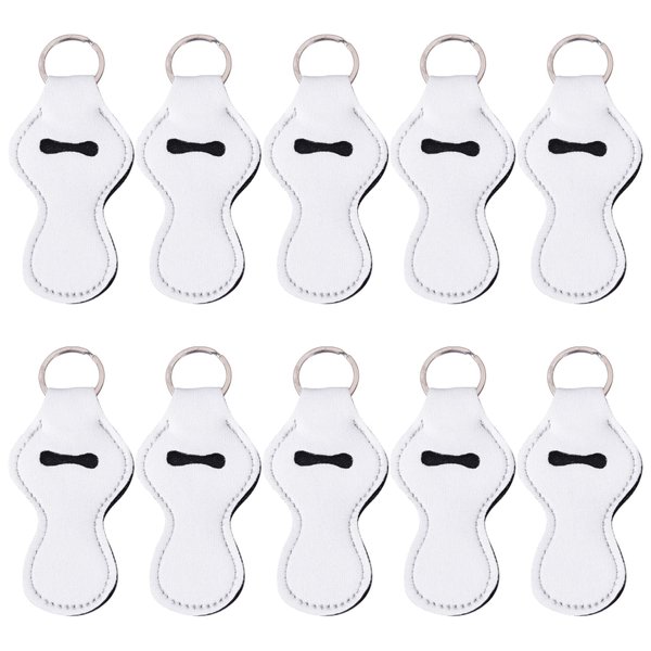 RP Remarkable Power, 10 Pack Sublimation Blanks Chapstick Holder Keychain for Lip Balm Holder White
