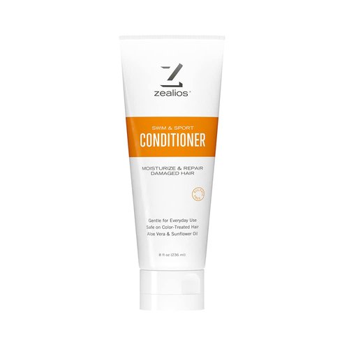 Zealios Swim & Sports Hair Conditioner Dynamic Chlorine Removal Formula, Moisturize Damaged Hair, Great for Swimmers & Athletes - Protects Color Treated Hair from Pool Chlorine & Chemicals - 8 Oz