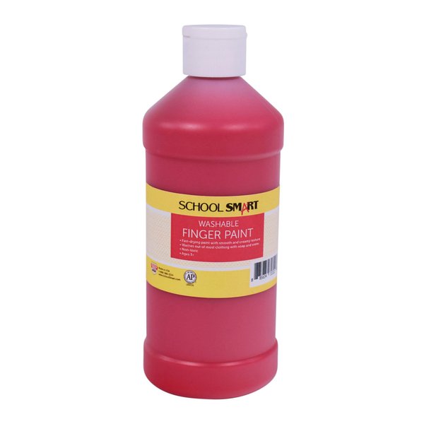 School Smart Washable Finger Paint, Red, 1 Pint Bottle