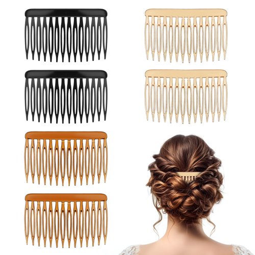 6 Pcs 14 Teeth Hair Side Comb Plastic Hair Side Combs French Hair Comb French Vintage Style Hair Clips Pins Accessories Decorative Hair Styling Comb For Women Girls Bridal Wedding Veil