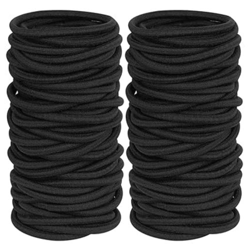 Kusport 120(pieces) Black headband (thick and curly) Ponytail clip (men/women) Elastic Band (4mm)