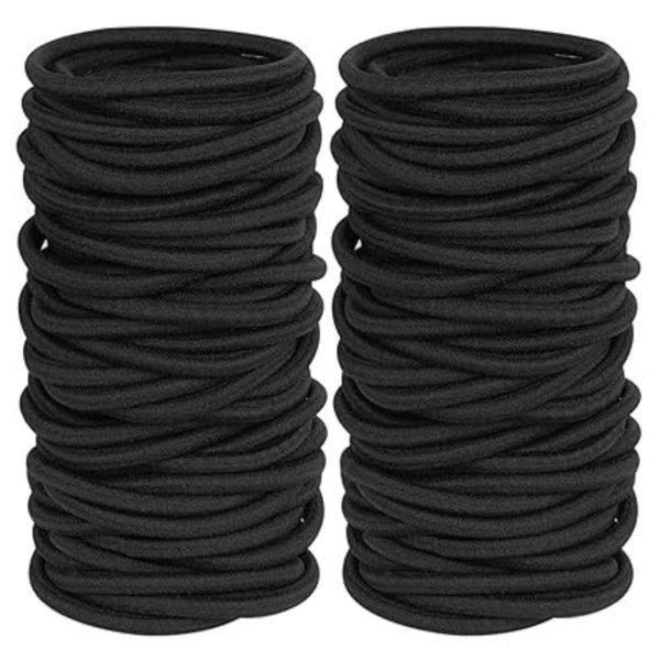 Kusport 120(pieces) Black headband (thick and curly) Ponytail clip (men/women) Elastic Band (4mm)