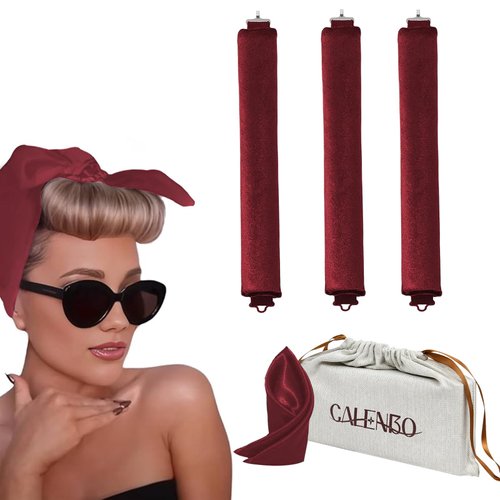 Heatless Hair Curler Overnight Blowout Rods Heatless Curling Set No Heat Hair Curlers Overnight Curlers Long Hair Volume Blow Out Women Hair Waver Tool with Hook for All Hair Types (3pc red)