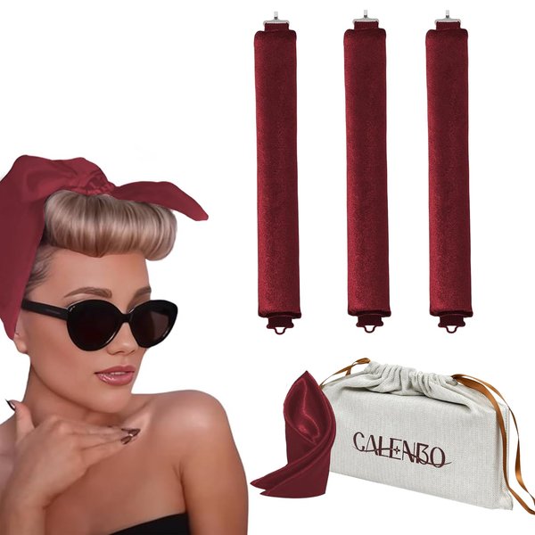 Heatless Hair Curler Overnight Blowout Rods Heatless Curling Set No Heat Hair Curlers Overnight Curlers Long Hair Volume Blow Out Women Hair Waver Tool with Hook for All Hair Types (3pc red)