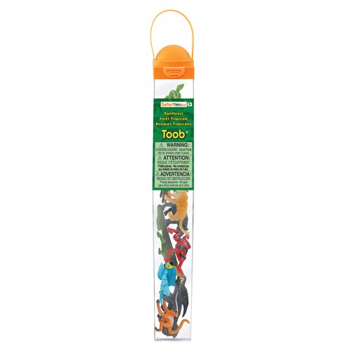 Safari Ltd. Rainforest TOOB - 11 Figurines: Macaw, Frogs, Toucan, Iguana, Monkey, and More - Educational Toy Figures For Boys, Girls, and Kids Ages 3+