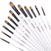 GETHPEN Filbert Paint Brushes Set, 12 PCS Artist Brush for Acrylic Oil Watercolor Gouache Artist Professional Painting Kits with Synthetic Nylon Tips White