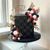 Gyufise 30Pcs Ball Cake Topper Decorations Mini Balloons Cake Topper Sticks Foam Balls Cake Picks Cake Topper Balls Cake Decorations for Wedding Party Birthday Cake Decorating Red Black White