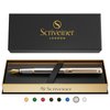 Scriveiner Silver Chrome Fountain Pen - Stunning Luxury Pen with 24K Gold Finish, Schmidt 18K Gilded Nib (Medium), Best Pen Gift Set for Men & Women, Professional, Executive Office, Nice Designer Pens