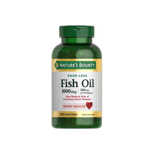 Nature's Bounty Fish Oil, Dietary Supplement, Omega 3, Supports Heart Health, 1000 Mg, 220 Coated Softgels