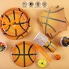durony 144 Pieces Basketball Paper Plates and Napkins Dinnerware Set Basketball Birthday Party Tableware Supplies Includes Paper Plates Napkins Forks Serve 24 for Sports Basketball Party Supplies