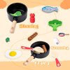 Wooden Play Kitchen Accessories for Toddlers, Kids Pretend Play Pots and Pans Food Cooking Toy, 11 Pieces Montessori Kitchen Tools Gifts for Boys Girls Ages 3 4 5 6 Years Old