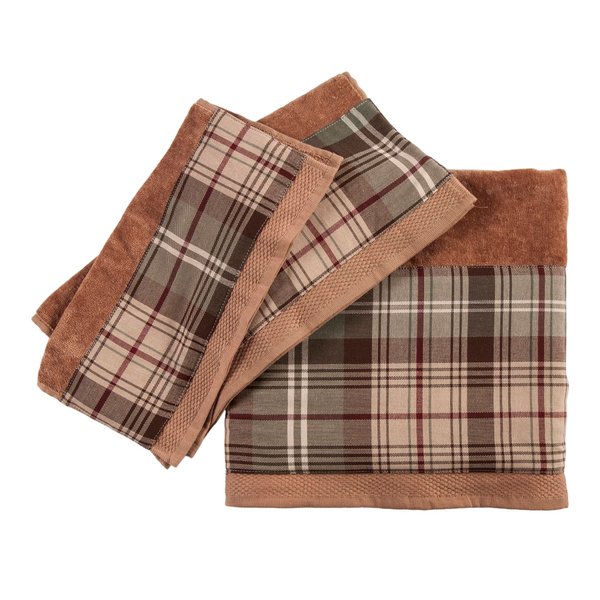 Paseo Road by HiEnd Accents Huntsman 3 Piece Bath Towel Set, Mocha Plaid, Western Towels for Bathroom