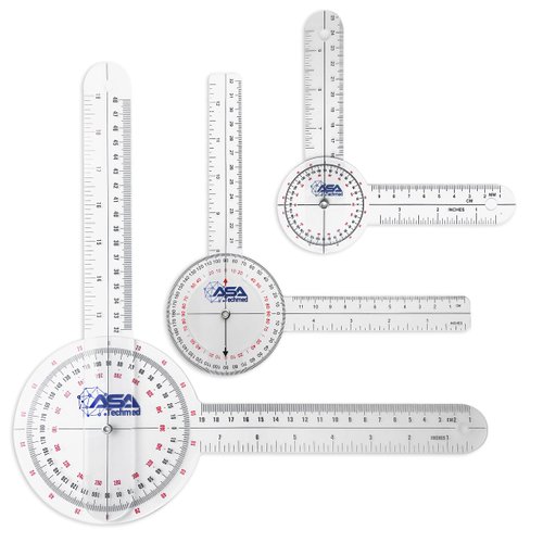 ASA TECHMED 3 Pcs Goniometer Set, 12, 8, 6 Inch Medical Spinal Goniometer Angle Protractor Angle ...