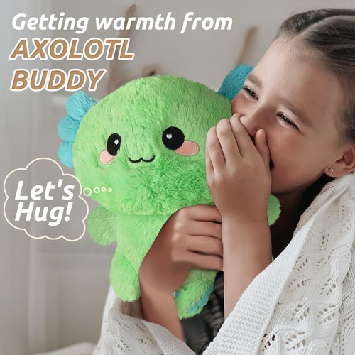 Cuckool Mint Axolotl Stuffed Animals, Microwavable Stuffed Animals Heating Pad for Cramps, Pain Stress Relief, Heatable & Coolable Lavender Scented Plush Toys for Anxiety, Women & Kids Bedtime