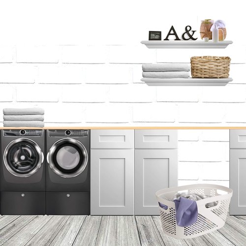 Mind Reader 40L Laundry Basket, Clothes Hamper, Wicker Design, Plastic, 23"L x 14.5"W x 10.5"H, Ivory