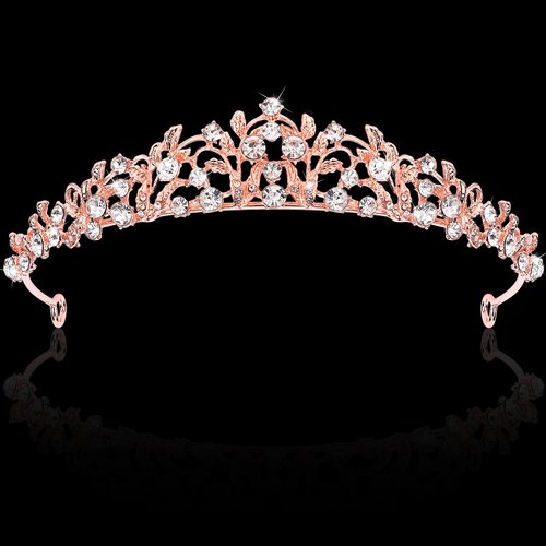 Vovii Rose Gold Tiaras and Crowns for Women, Bride Crown Wedding Tiaras for Bride, Rhinestone Bridal Crown Princess Tiara for Wedding Birthday Costume Halloween Quinceanera