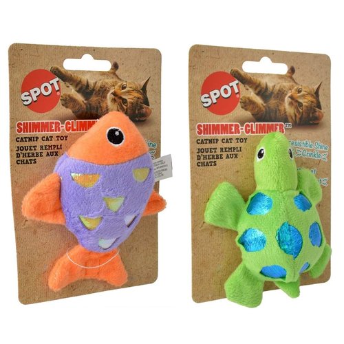 Spot 52075 4.5 Shimmer Glimmer Fish With Catnip Cat Toy Assorted Colors