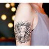Oottati 6 Sheets Arm Waterproof Temporary Tattoos Black Prajna Tiger Dragon Lion Lotus Clock